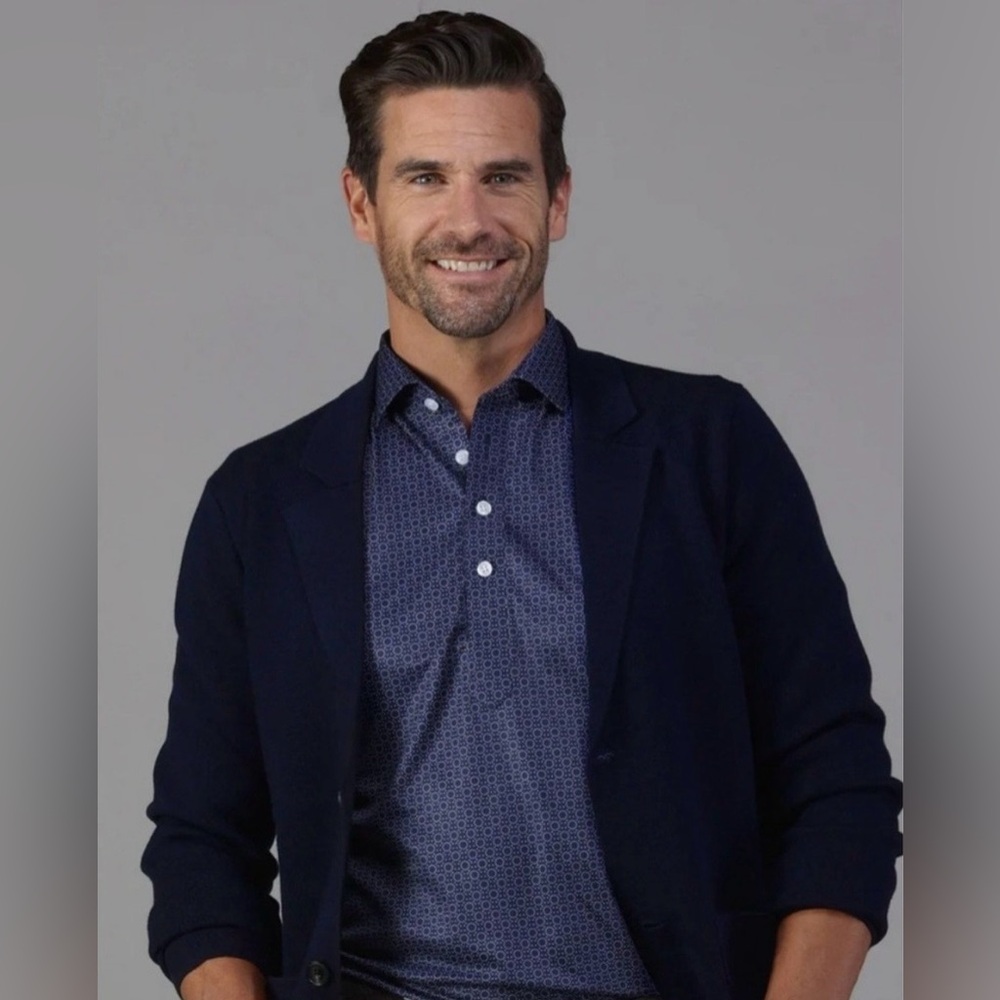 Collars&Co NWT Milano Deconstructed Knit Swazer Merino Blend Sweater Blazer Navy - Picture 12 of 14